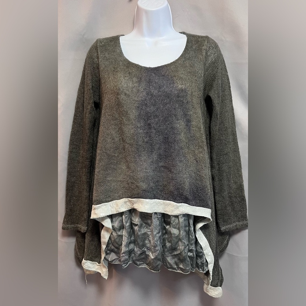 Belle‎ France Layered Sweater Medium Italy Tulle Sequin Tunic Lagenlook Boho